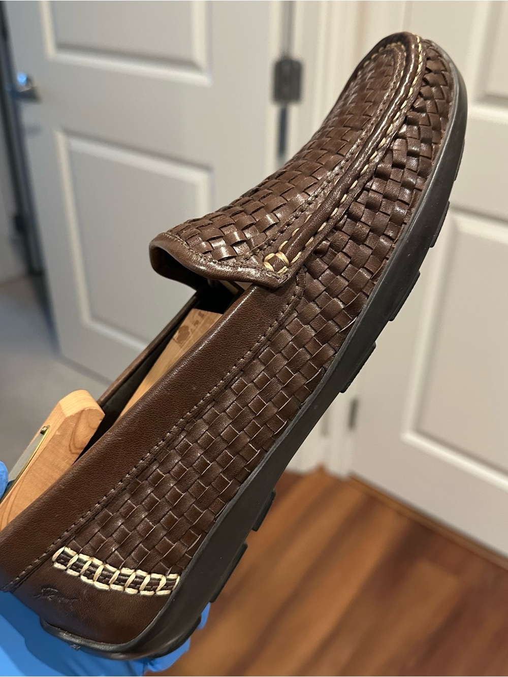 Tommy Bahama Men's Brown Woven Leather Slip-On Loafers - Picture 7 of 15